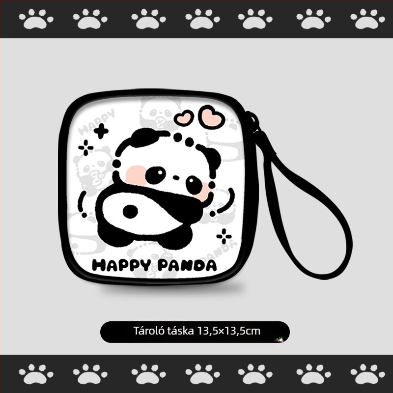 WS85 hengercső alakú PU tároló táska higiéniai betétekhez, ultra könnyű, aranyos rajzfilm stílus, utazáshoz, sminkhez és íróasztal használatra