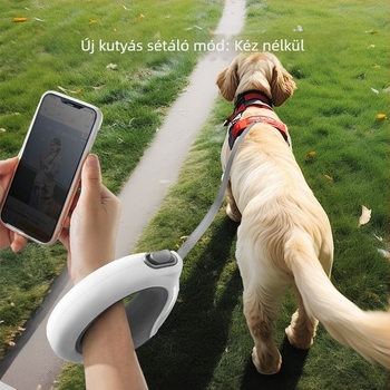 Behúzható kutyapóráz, ABS anyag, teleszkópos kialakítás, Hippy Dog márka, Jiangsu eredet