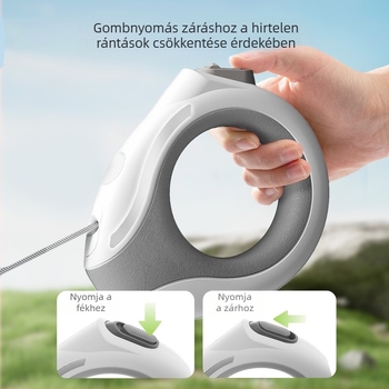 Behúzható kutyapóráz, ABS anyag, teleszkópos kialakítás, Hippy Dog márka, Jiangsu eredet