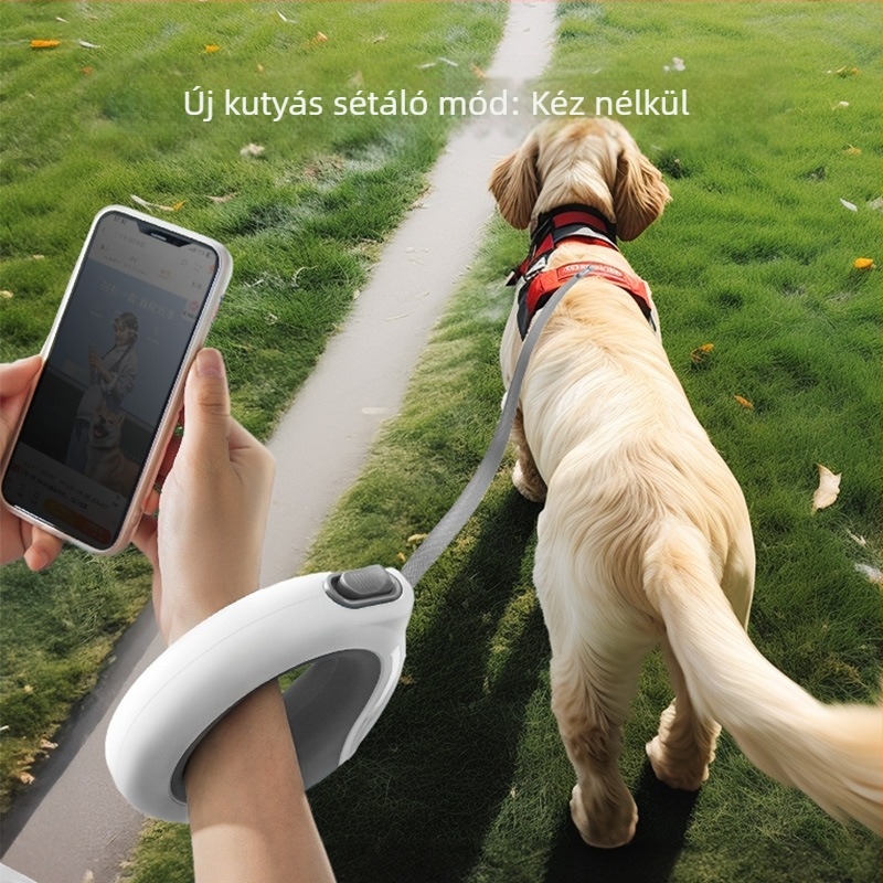 Behúzható kutyapóráz, ABS anyag, teleszkópos kialakítás, Hippy Dog márka, Jiangsu eredet