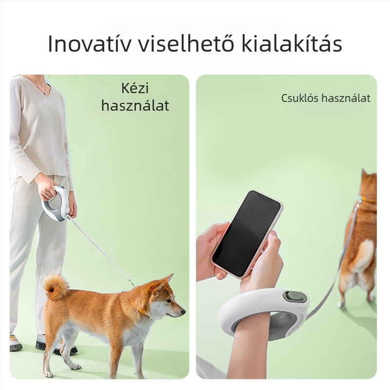 Behúzható kutyapóráz, ABS anyag, teleszkópos kialakítás, Hippy Dog márka, Jiangsu eredet
