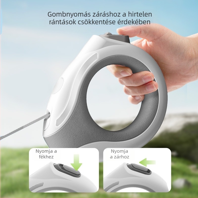 Behúzható kutyapóráz, ABS anyag, teleszkópos kialakítás, Hippy Dog márka, Jiangsu eredet