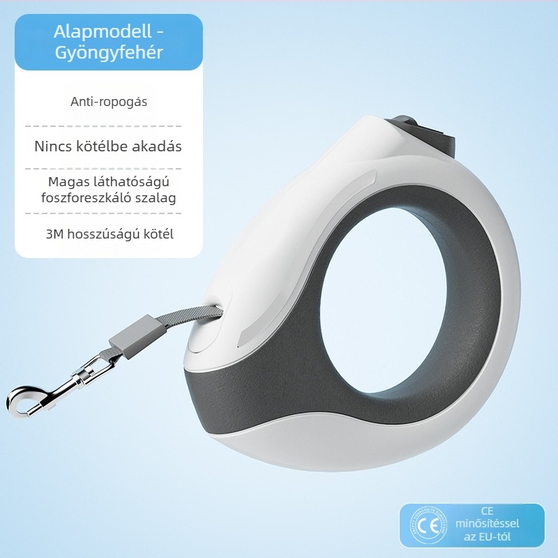 Behúzható kutyapóráz, ABS anyag, teleszkópos kialakítás, Hippy Dog márka, Jiangsu eredet