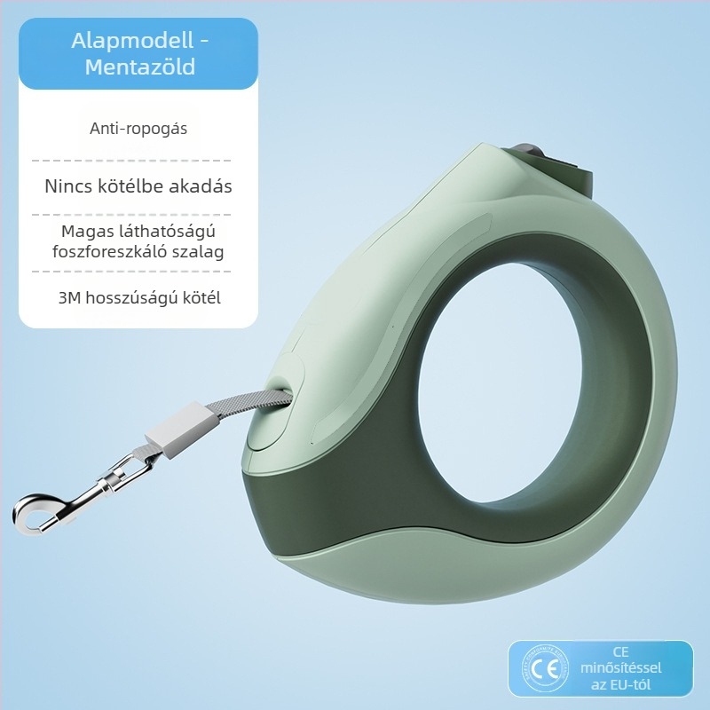 Behúzható kutyapóráz, ABS anyag, teleszkópos kialakítás, Hippy Dog márka, Jiangsu eredet