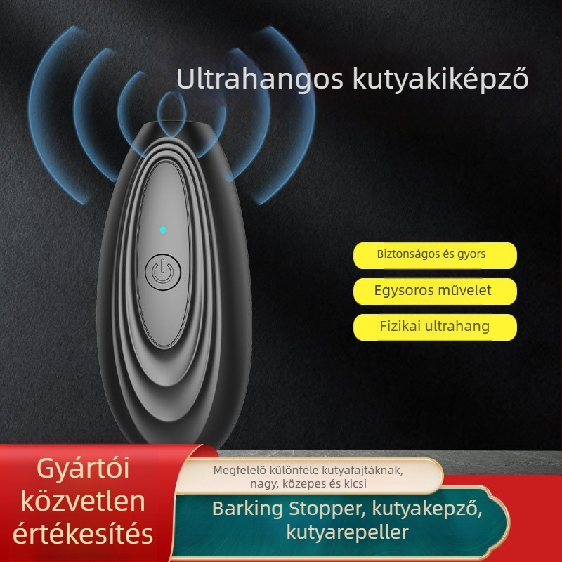 Ultrahangos kutyaedző, kézben tartható kültéri eszköz, ugatás megállító; ABS lángálló anyag, 3W, 1200mAh akkumulátor, testreszabható logó