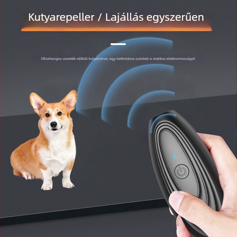 Ultrahangos kutyaedző, kézben tartható kültéri eszköz, ugatás megállító; ABS lángálló anyag, 3W, 1200mAh akkumulátor, testreszabható logó