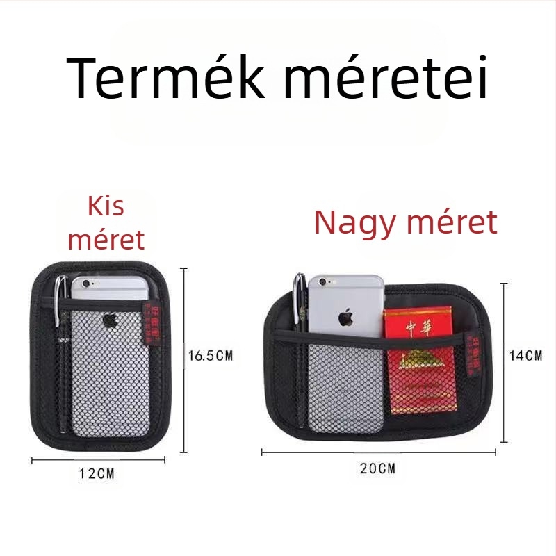 Bőr autó hátsó ülés szervező, ragasztóval történő telepítés, telefonzseb és hálózseb