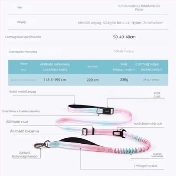 KellyPet nejlon behúzható kutyapóráz – állítható hosszúság, vontatószalag típusú, 100 darabos csomagolás