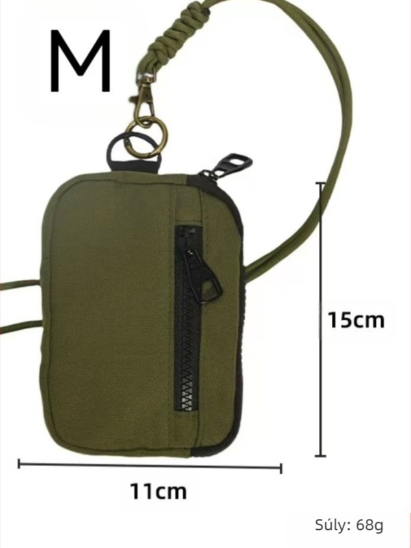 Kültéri, mindennapi, többfunkciós nyakbaakasztható táska – hallgatók, kulcsok, kártyák és érmék tárolására; Oxford anyag, poliészter bélés, uniszex, 2024 nyár