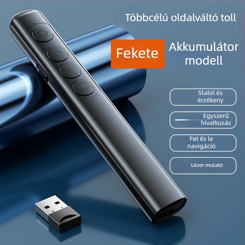 Xinlin PPT oldalváltó toll lézer pointerrel, újratölthető, ABS anyagból, univerzális kompatibilitás, logóval nyomtatott