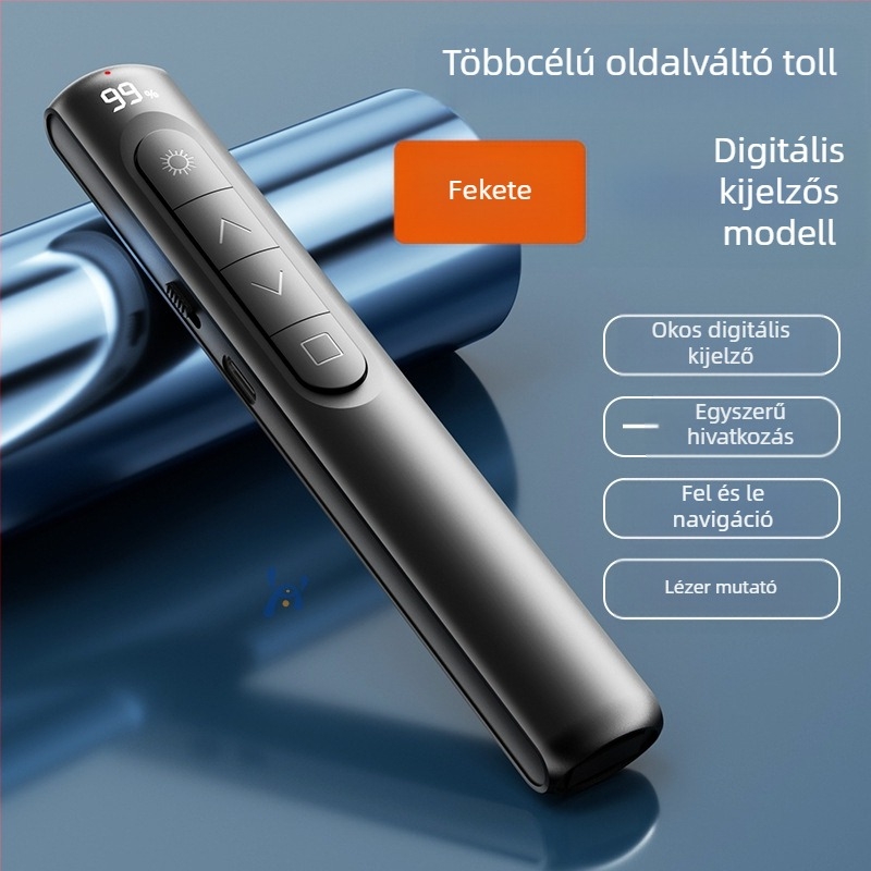 Xinlin PPT oldalváltó toll lézer pointerrel, újratölthető, ABS anyagból, univerzális kompatibilitás, logóval nyomtatott