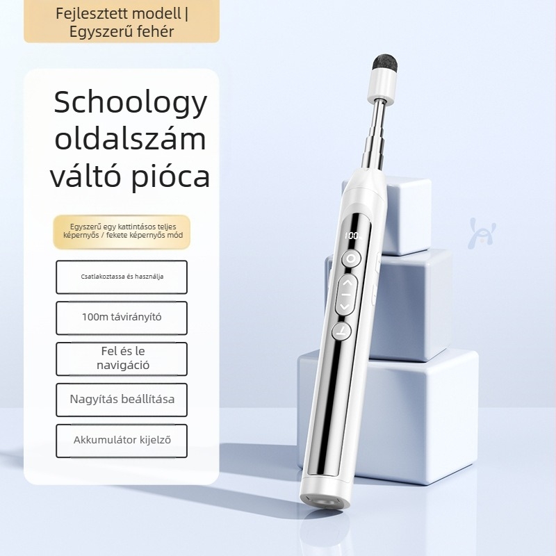 Xinlin PPT oldalváltó toll lézer pointerrel, újratölthető, ABS anyagból, univerzális kompatibilitás, logóval nyomtatott