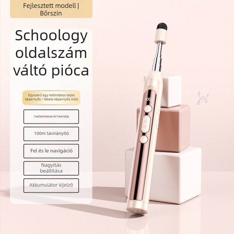 Xinlin PPT oldalváltó toll lézer pointerrel, újratölthető, ABS anyagból, univerzális kompatibilitás, logóval nyomtatott