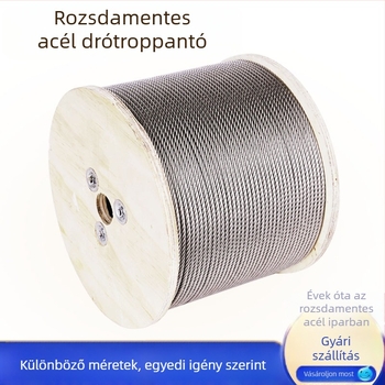 304 rozsdamentes acél drótvontató kötél emeléshez — kettős csavarodás, Siro lay, jobbra tekerés, húzóerő 1570 MPa