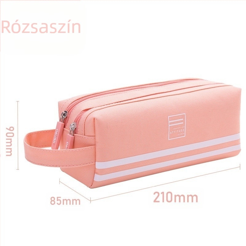 Deli vászon tolltartó, kétszintes, nagy kapacitású, Koreai stílusú, iskolásoknak