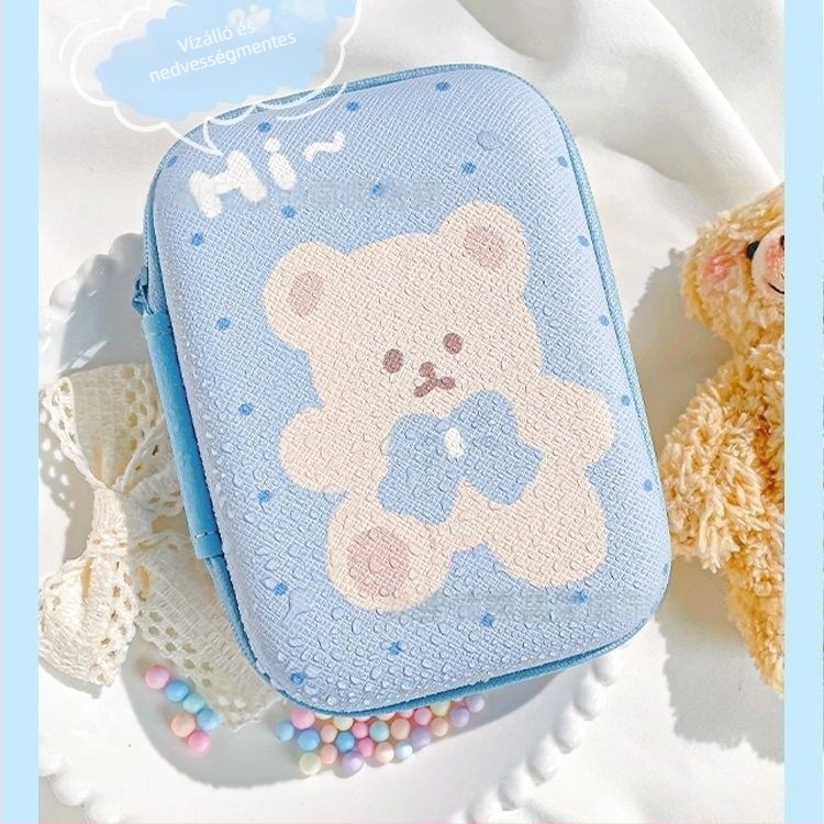 Adatkábel és töltő tároló táska, kézitáska-stílusú EVA tok, többfunkciós, modell s28618-B