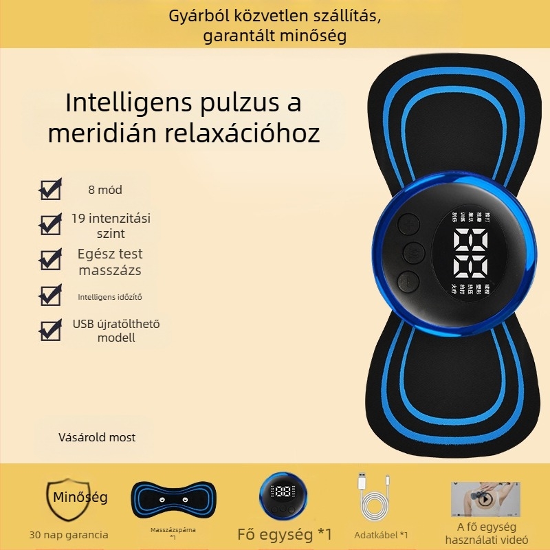 Nyaki gerinc masszírozó JZAMT01, újratölthető, 1 masszázs érintkezés, mini masszázs tapasz, impulzus akupunktúra