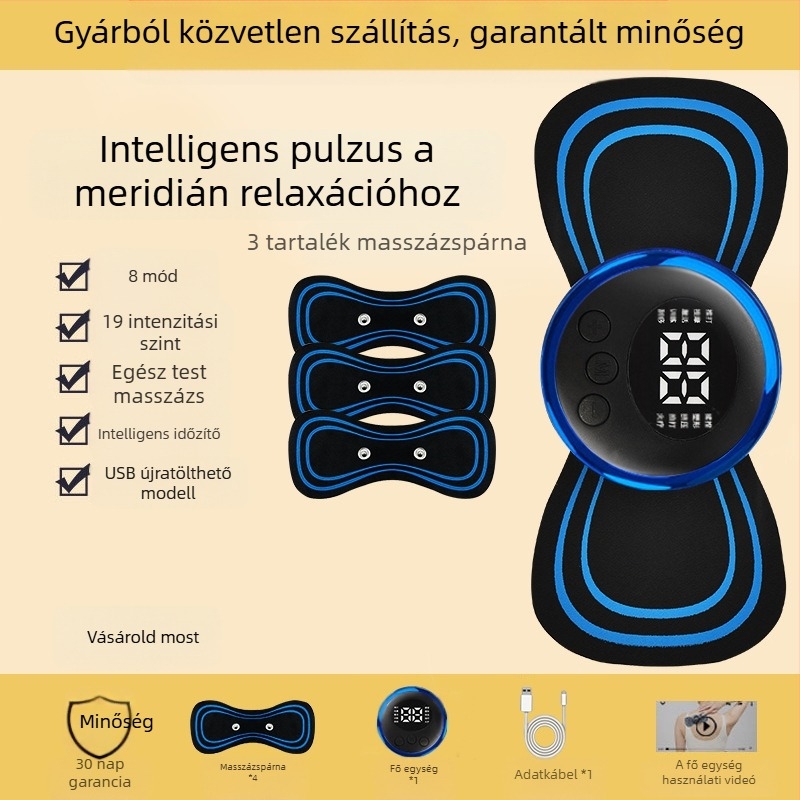 Nyaki gerinc masszírozó JZAMT01, újratölthető, 1 masszázs érintkezés, mini masszázs tapasz, impulzus akupunktúra