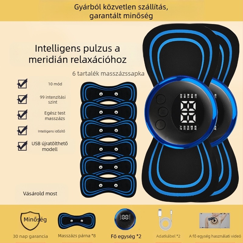 Nyaki gerinc masszírozó JZAMT01, újratölthető, 1 masszázs érintkezés, mini masszázs tapasz, impulzus akupunktúra