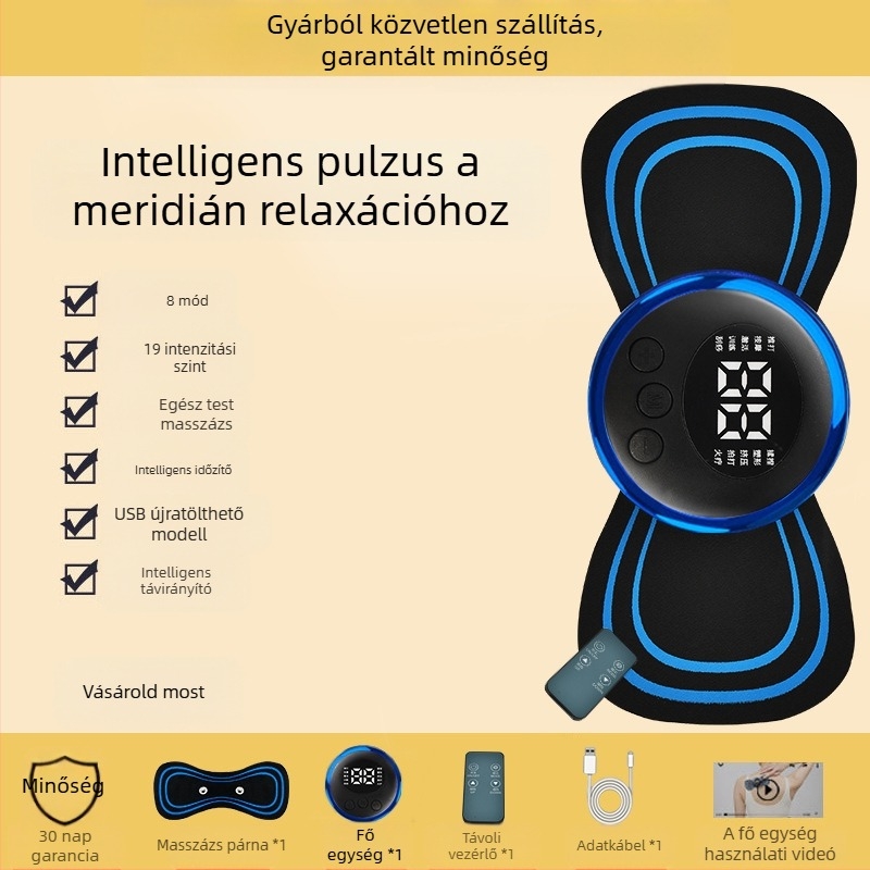 Nyaki gerinc masszírozó JZAMT01, újratölthető, 1 masszázs érintkezés, mini masszázs tapasz, impulzus akupunktúra