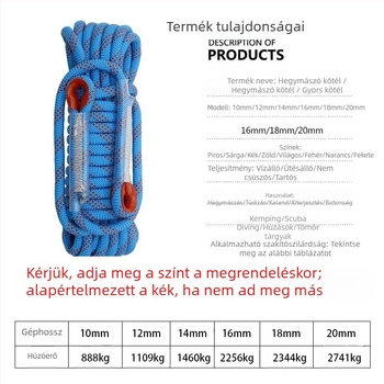 Nylon biztonsági kötél hegymászáshoz – ütéscsillapító, kültéri hegymászathoz, különböző hosszúságok
