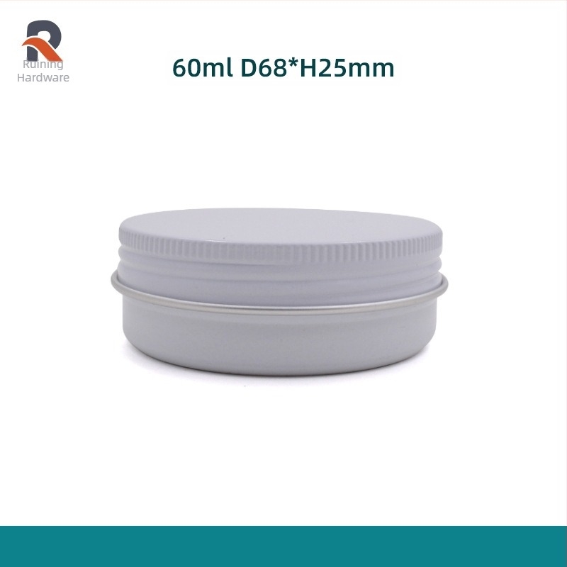 Alumínium kör alakú menetes tároló doboz, 60 g kapacitás; offset nyomtatás; kör alakú forma; modell 6825, menet; 12 darabos készlet