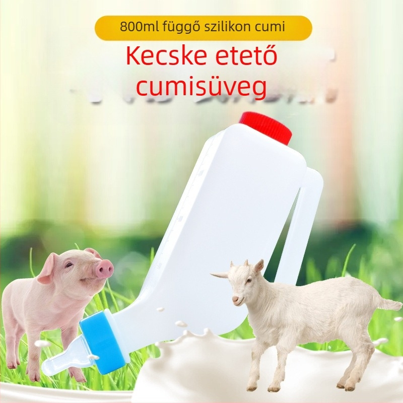 Bárányok számára cumisüveg, vastagított műanyagból, 800 ml, dupla fedéllel, szopófej