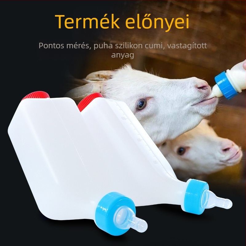 Bárányok számára cumisüveg, vastagított műanyagból, 800 ml, dupla fedéllel, szopófej