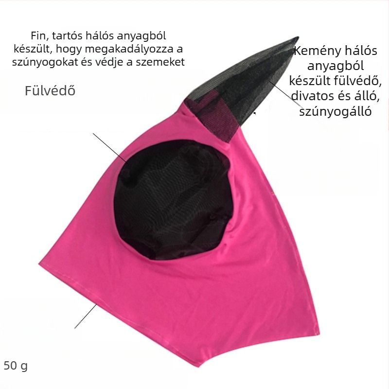 Elasztikus lómaszk poliészterből, anti-mosquito és rovarvédelmi funkcióval | lovasfelszerelés