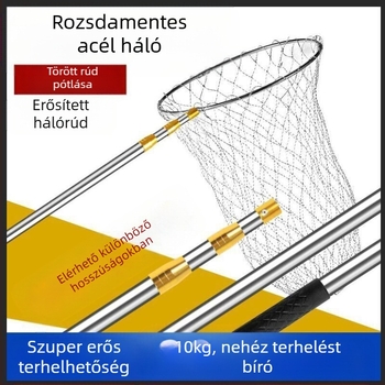 Rozsdamentes acélból készült teleszkópos halászháló rúd csúszásmentes univerzális csuklóval — készlet