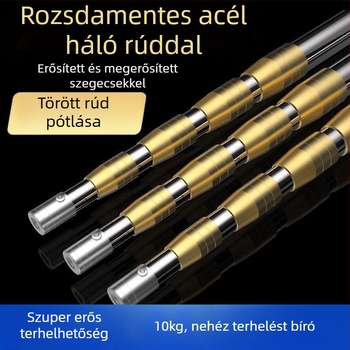 Rozsdamentes acélból készült teleszkópos halászháló rúd csúszásmentes univerzális csuklóval — készlet
