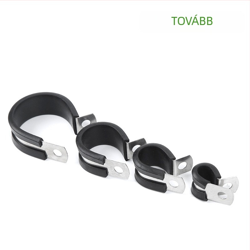 TFURTHER csőbilincs gumírozott alátéttel, rozsdamentes acél 304, cső rögzítésére