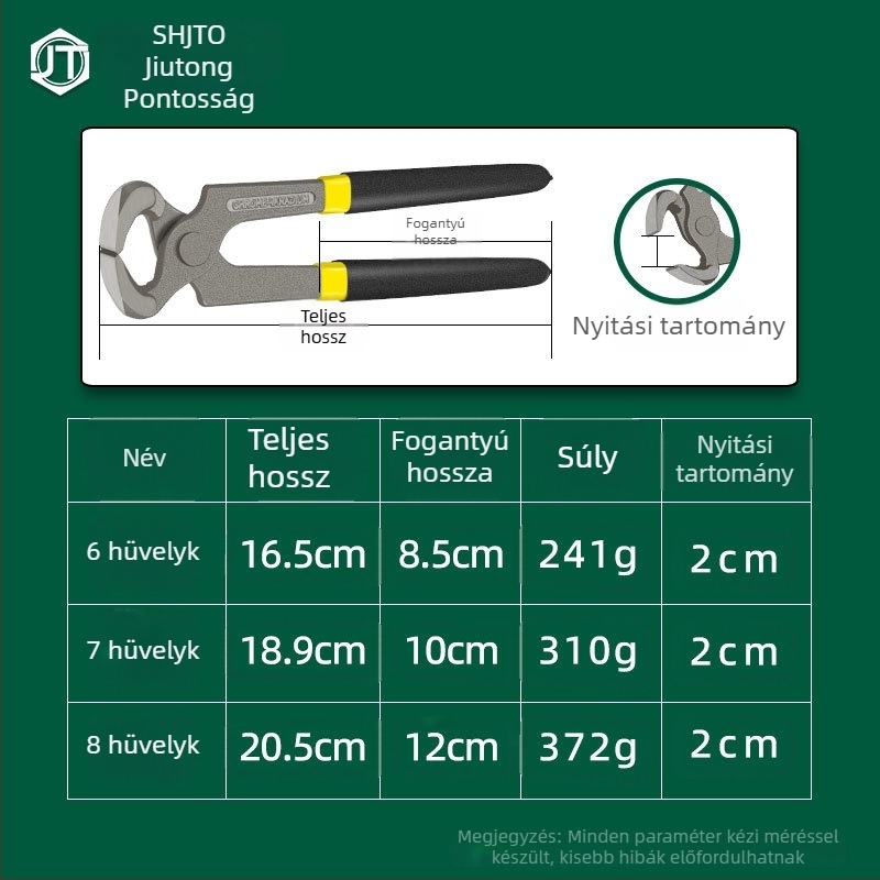 Jiu Tong Walnut fogó tigrisfejű, lapos állkapcsokkal cipőjavításhoz, szegkihúzáshoz és huzalkötéshez