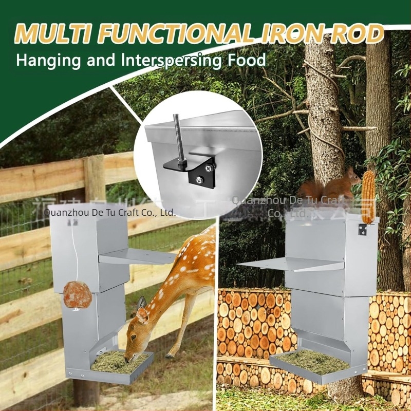 Falihoz szerelt, kültéri fém szarvasetető automata adagolóval és vízálló kivitel