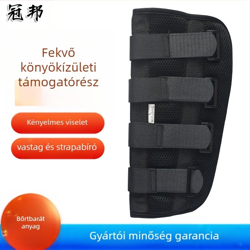 Könyökízületi rögzítő öv lélegző hálóval; Anyag: kompozit szövet és alumíniumötvözetes támogató rúd; Modell: könyök ízületi rögzítő öv; Alkalmazás: könyök