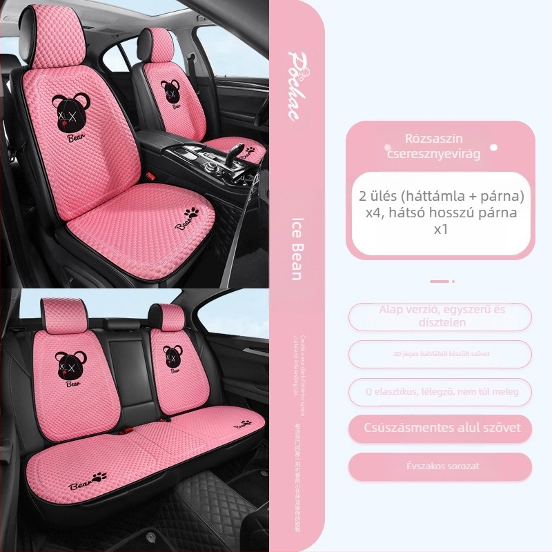 Autóüléshez való párnahuzat, sík, egyszerű stílus, poliészter felület, hűsítő selyem töltet, egyetemes minden évszakhoz.
