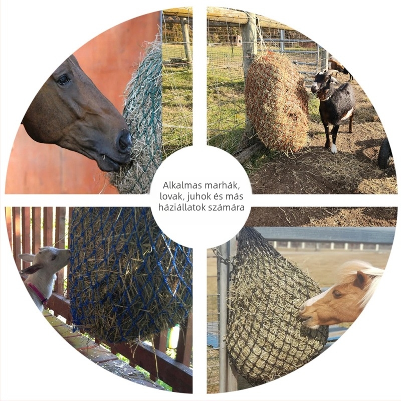 Szénahálós tasak lassú etetéshez, fogantyúval – Alkalmas ló, szarvasmarha, juh és alpaka számára (Eredet: Shandong)