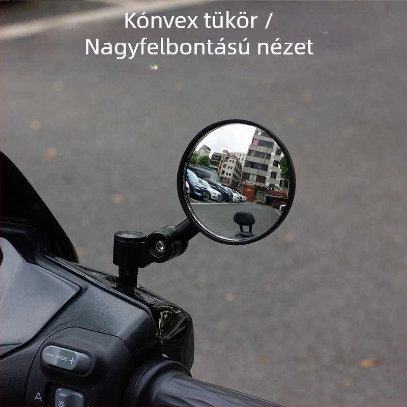 Motorkerékpár konvex kis kör alakú tükre, univerzális illeszkedés, kompatibilis elektromos járművekkel, anyag: selyem virágos mintázat