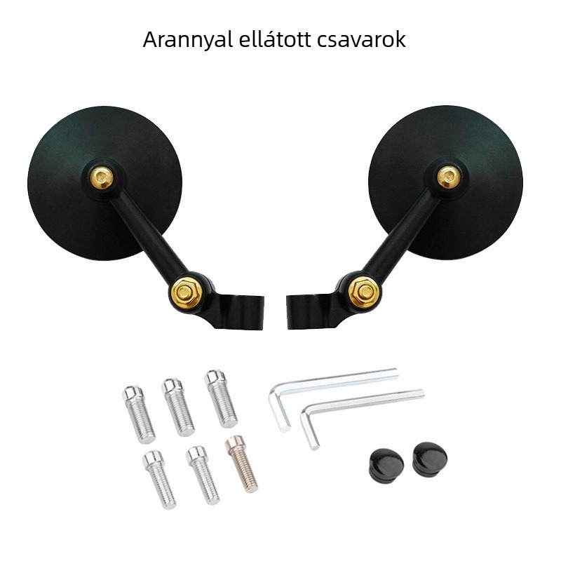 Motorkerékpár konvex kis kör alakú tükre, univerzális illeszkedés, kompatibilis elektromos járművekkel, anyag: selyem virágos mintázat