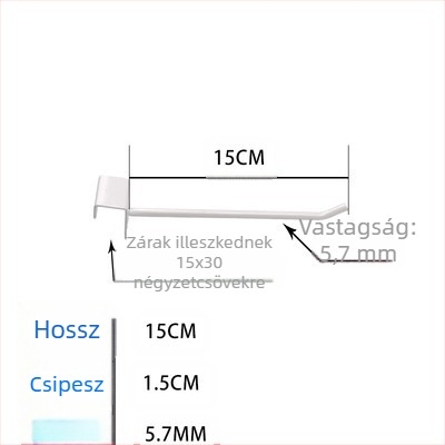 Fém megjelenítő horog ruházati polcokra – egysoros horog, modern minimalist stílus, általános horog, 1 db