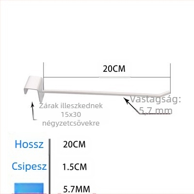 Fém megjelenítő horog ruházati polcokra – egysoros horog, modern minimalist stílus, általános horog, 1 db