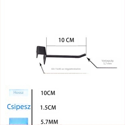 Fém megjelenítő horog ruházati polcokra – egysoros horog, modern minimalist stílus, általános horog, 1 db