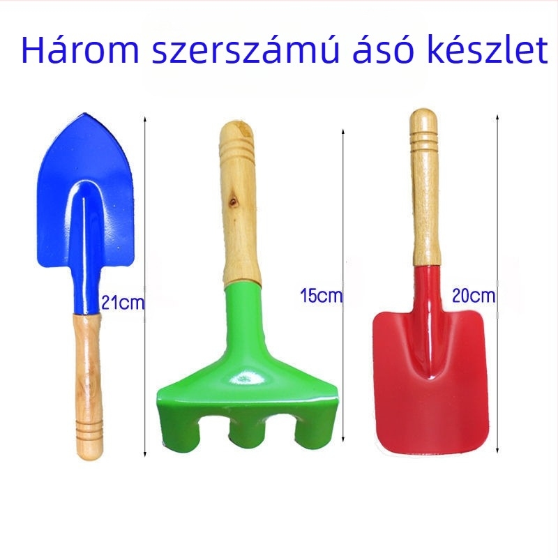 Homokozó strandjátékok – vas ásóval és vödörrel, kerti eszközökkel, 4–6 éveseknek 11.13.15