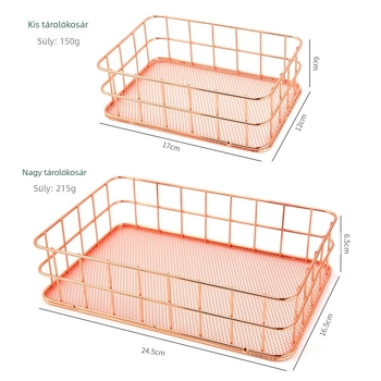Vasból készült tároló kosár – asztali rendező kozmetikumokhoz és ékszerekhez, egy szint, modern minimalista stílus
