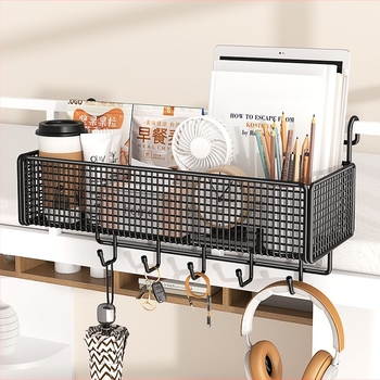 Ágy melletti akasztós tároló – Karbonacél, Többfunkciós, Kampóval szerelve, 1 réteg, Hálószoba