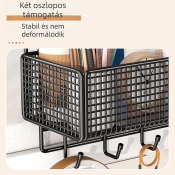 Ágy melletti akasztós tároló – Karbonacél, Többfunkciós, Kampóval szerelve, 1 réteg, Hálószoba