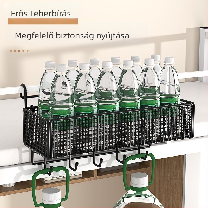 Ágy melletti akasztós tároló – Karbonacél, Többfunkciós, Kampóval szerelve, 1 réteg, Hálószoba