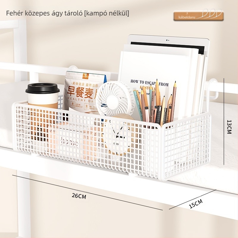 Ágy melletti akasztós tároló – Karbonacél, Többfunkciós, Kampóval szerelve, 1 réteg, Hálószoba