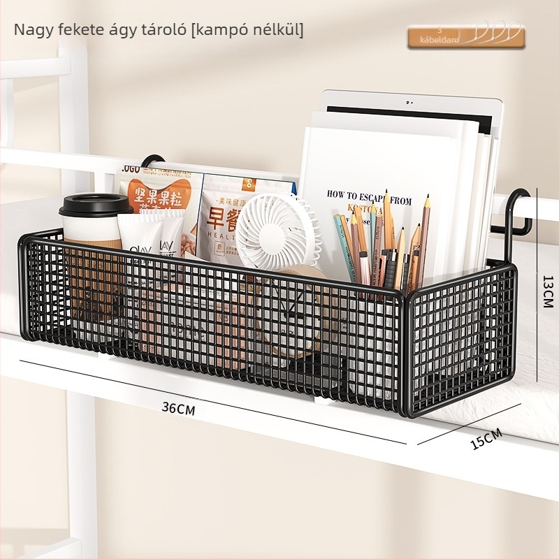Ágy melletti akasztós tároló – Karbonacél, Többfunkciós, Kampóval szerelve, 1 réteg, Hálószoba
