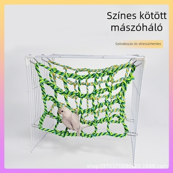 Papagáj szövött mászóháló harapásálló, pamut zsinór, Mooi muyu márka, madárjáték